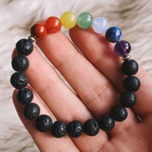 Original 7 Chakra Bracelet - Natural Energised Seven Chakra Lava Stone Bracelet for Money, Health, Protection, Vastu, and Chakra Healing